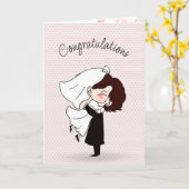 Carte Épouse et groom sur les coeurs roses (Fleur jaune)