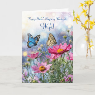 Carte Épouse Joyeuse Fête des Mères avec de Jolis Fleurs