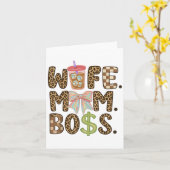 Carte Épouse Maman Patronne Léopard Rose Coquette Maman (Fleur jaune)