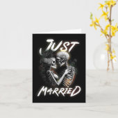 Carte Épouse mariée Halloween squelette mariée et Mariag (Fleur jaune)