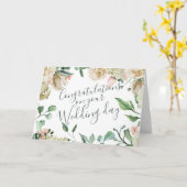 Carte Épouser floral de félicitations d'aquarelle crème (Fleur jaune)