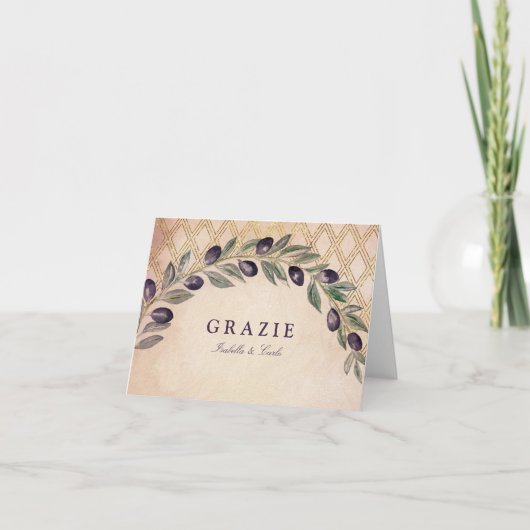 Carte Épouser toscan rustique de branches d'olivier (Devant)