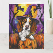 Carte Épouvantable Brittany Spaniel Halloween Sorcière C (Devant)