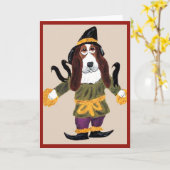 Carte Épouvantail Basset Hound (Fleur jaune)