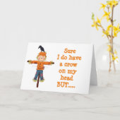 CARTE EPOUVANTAIL ET CORBEAU AVEC "JOYEUX ANNIVERSAIRE" (Fleur jaune)