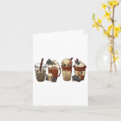 Carte Épouvante Automne Café Citrouille Épice Latte Glac (Fleur jaune)