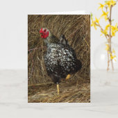 Carte "Équilibrer" - Poulet baryton sur un pied dans le (Fleur jaune)