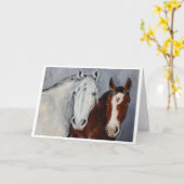 Carte Equine Voices Mystic and Wyatt Card avec Border (Fleur jaune)