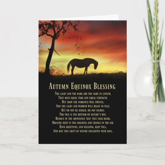 Carte Équinoxe d'automne avec cheval et arbre (Devant)