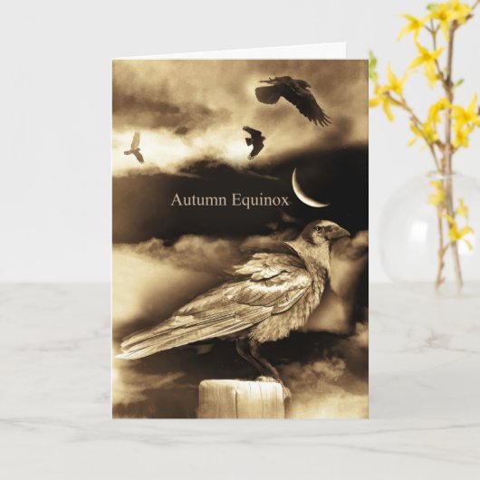 Carte Équinoxe d'automne avec des raves et la lune (Fleur jaune)