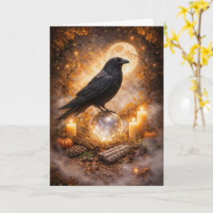 Carte Équinoxe d'automne mystique Mabon Corbeau