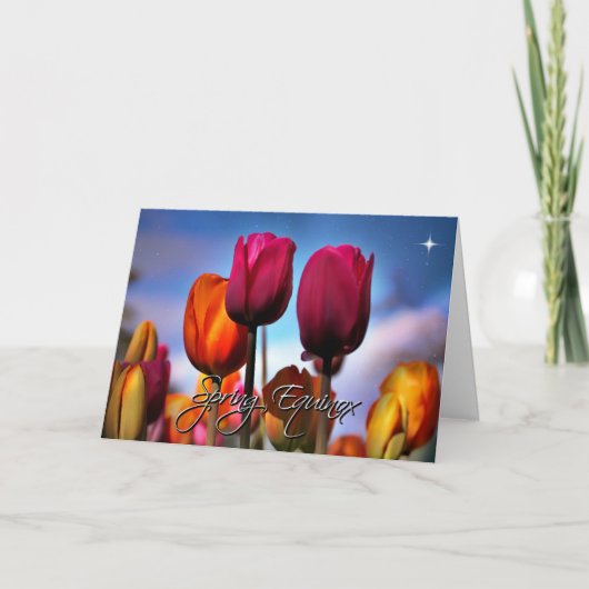 Carte Équinoxe de printemps avec Fleur de tulipes (Devant)