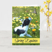 Carte Équinoxe de printemps Bénédictions Ostara Chiots & (Fleur jaune)