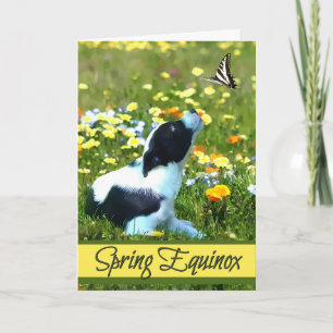 Carte Équinoxe de Printemps Ostara Bénédictions Chien et