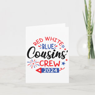 Carte Équipage de cousins rouge blanc et bleu 4 juillet