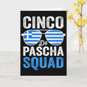 Carte Équipe Cinco De Pascha Grèce Drapeau grec Pâques C (Fleur jaune)