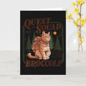 Carte Équipe de fantaisie de quête Chat drôle Broccoli  (Fleur jaune)