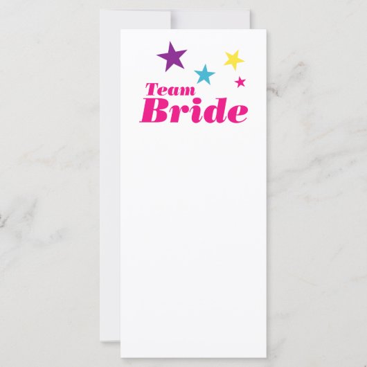 Carte Équipe de la mariée (Devant)
