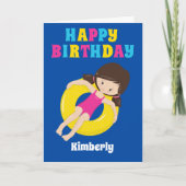 Carte Équipe de natation Fille Personnalisée Enfants Joy (Devant)