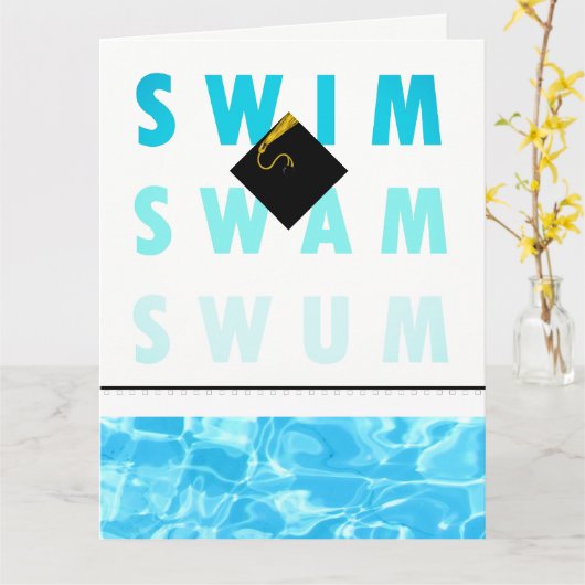 Carte Équipe de natation Swimmer Graduation (Fleur jaune)