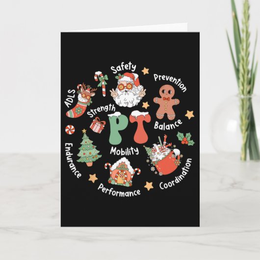 Carte Équipe de Noël de kinésithérapie Pt kinésithérapie (Devant)