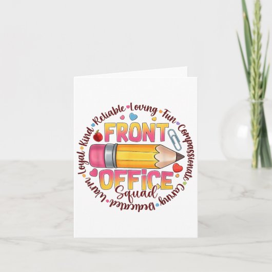 Carte Équipe de réception colorée Appréciation Quot (Devant)