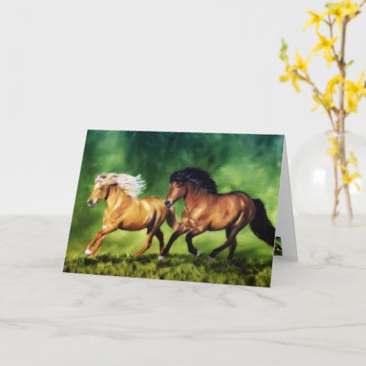 Carte Équipe de rêve - Chevaux islandais (Fleur jaune)