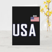 Carte Équipe de ski Drapeau Usa Équipement de ski cool p (Fleur jaune)