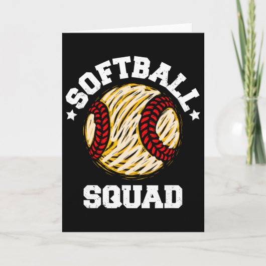 Carte Équipe de softball Distressed Vintage Drôle Softba (Devant)