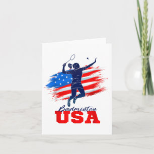 Carte Équipe de soutien Badminton Usa Drapeau Américain