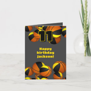 Carte équipe d'or noir couleurs basketballs anniversaire
