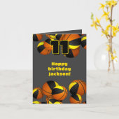 Carte équipe d'or noir couleurs basketballs anniversaire (Fleur jaune)