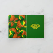Carte équipe d'or vert couleurs basketballs anniversaire (Intérieur)