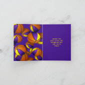 Carte équipe d'or violet couleurs basketballs anniversai (Intérieur)