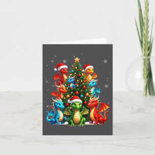 Carte Équipe du sapin de Noël dragon chapeau de Père Noë