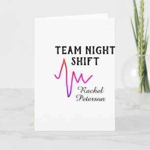 Carte Équipe infirmière de nuit docteur médical nom cœur