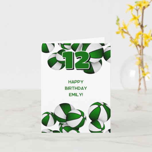 Carte équipe verte couleurs basketballs anniversaire de  (Fleur jaune)