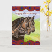 Carte Équipe Western Anniversaire des chevaux, équine (Fleur jaune)