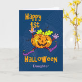 Carte Ęr citrouille heureux de Halloween de fille (Fleur jaune)