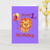Carte ęr Lion d'anniversaire (Fleur jaune)