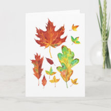 Érable rouge et feuilles de chêne doré Aquarelle d