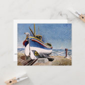 Carte Eric Ravilious - Bateau à vie à Adelburgh (Devant/Arrière en situation)