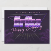 Carte Erika Name Prénom lila retro Map Anniversaire (Devant)