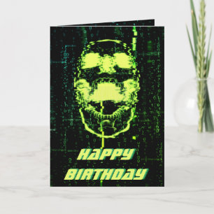 Carte Erreur système Cyberpunk hurler Crâne vert crâne