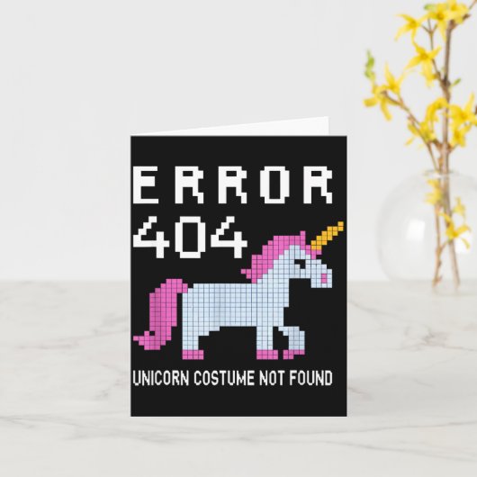 Carte Error 404 Unicorn Costume Found Halloween Programm (Fleur jaune)