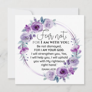 Carte Esaïe 41:10 Crainte non violet Écriture florale