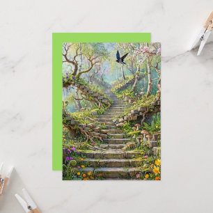 Carte Escalier surréaliste de printemps qui avale des fl