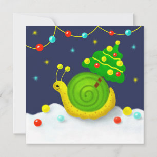 Carte Escargot avec arbre de Noël