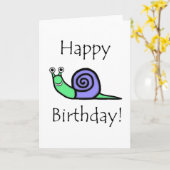 Carte Escargot d'anniversaire (Fleur jaune)