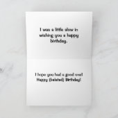 Carte Escargot en noir et blanc Anniversaire tardif (Intérieur)